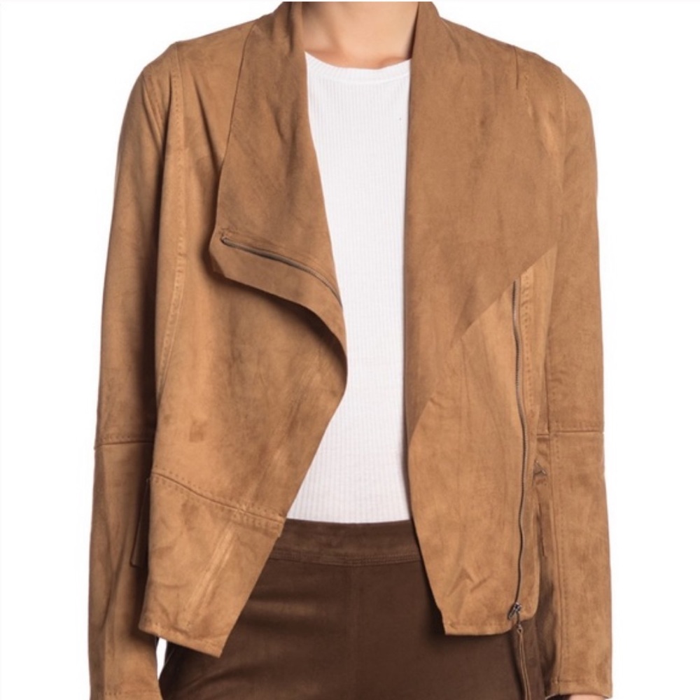 Max Studio faux suede draped shawl collar jacket size XS
